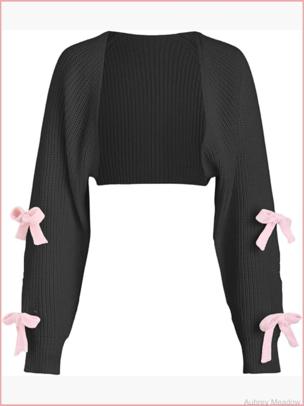 Womens Bow Sweater Cute Cropped Cardigan Long Sleeve Knitted Shrug